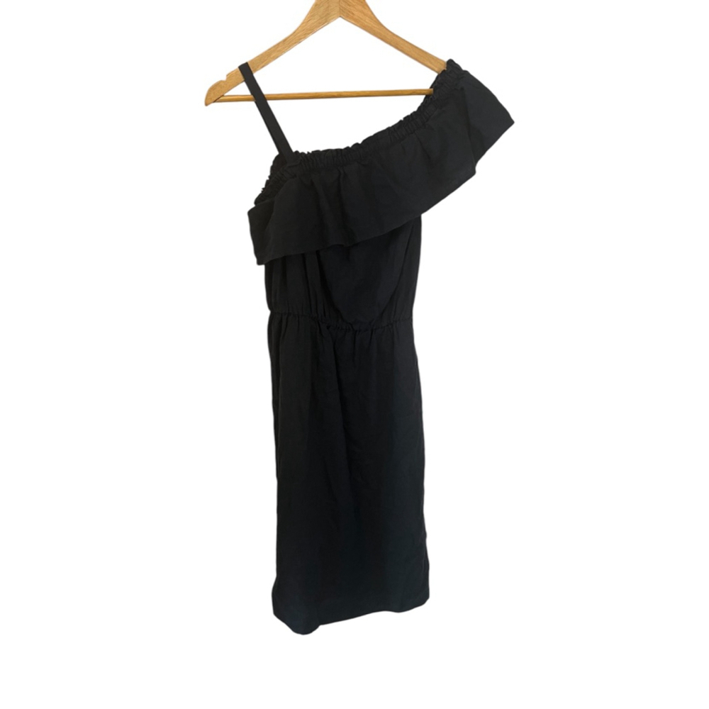 JOE FRESH Navy Linen Blend Ruffle Short Sundress Dress S